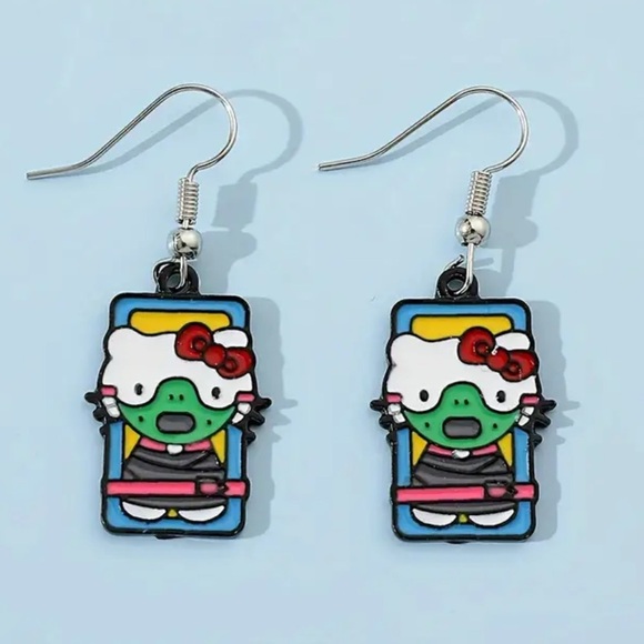 ‼️$7‼️ Hello Kitty “Hannibal” Themed
Drop Dangle Earrings, Silver-Plated Zinc - Picture 3 of 5